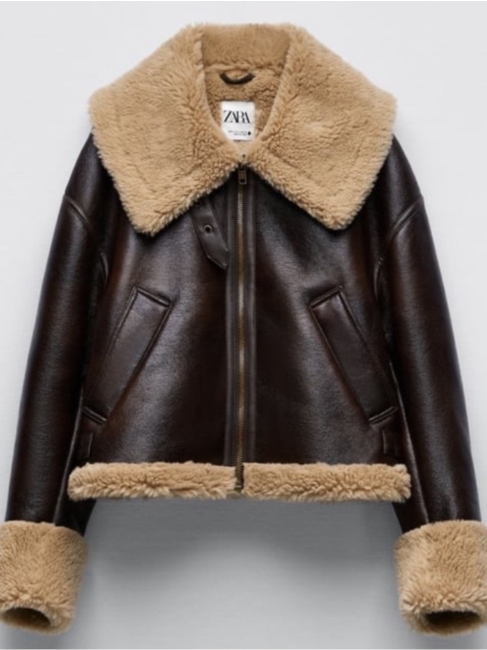 Zara Faux Fur/Leather Teddy Jacket